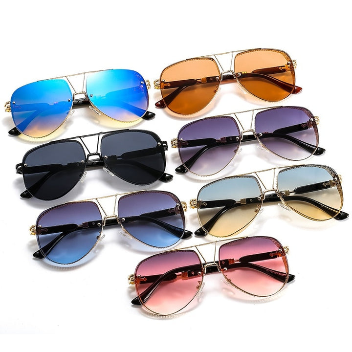 2023 New Hollow Pattern Oval Sunglasses Men Women Luxury Trend Brand Designer Metal Alloy Frame Gradients Lens conspicuous Pilot