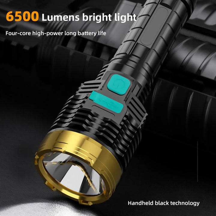 Outdoor Portable Flashlight  Home Built-in Battery Rechargeable Multi-function Torch Super Bright ABS Strong Light Focusing Led