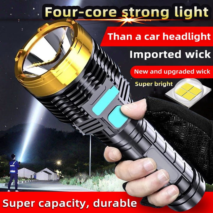 Outdoor Portable Flashlight  Home Built-in Battery Rechargeable Multi-function Torch Super Bright ABS Strong Light Focusing Led